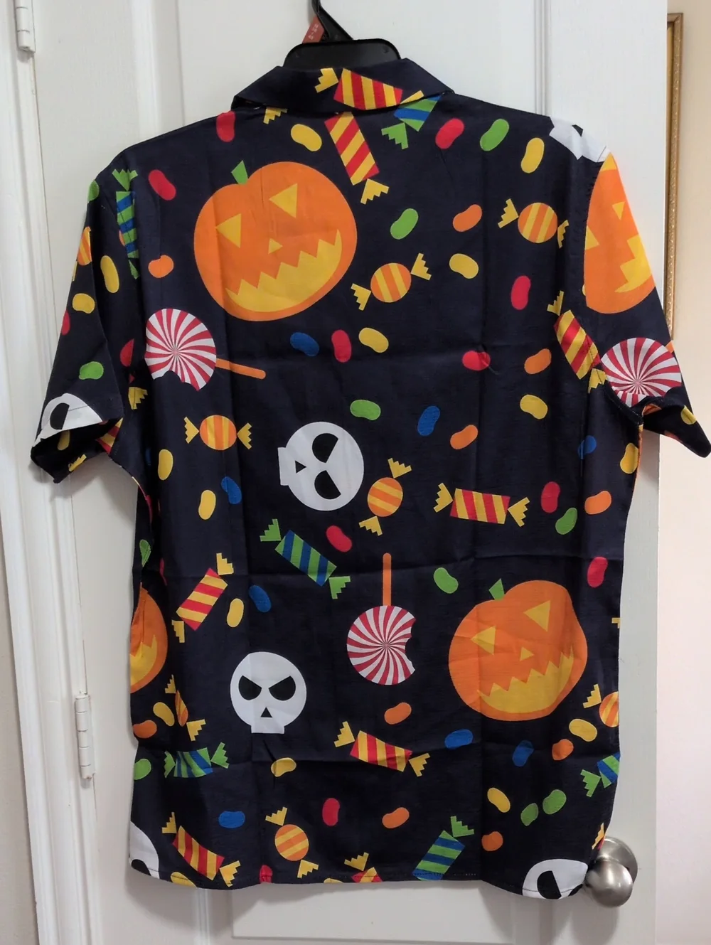 Men's Candy And Skulls Halloween Button Down Shirt
